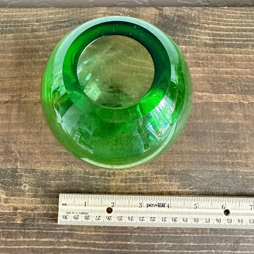 Tarnow Fine Crystal Art Glass Flower‎ Vase Made in Poland Emerald Green 4.5" - Picture 5 of 6